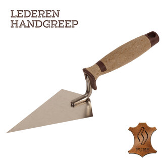 Super Prof Punttroffel Spits, afgeschuind 140 mm RVS Lederen greep